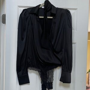 DO+BE Black Satin Bodysuit